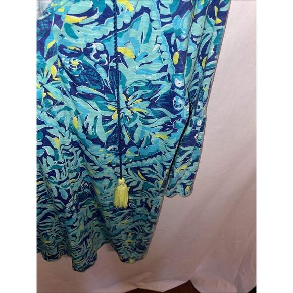 Lilly Pulitzer Womens Pullover Tunic Size XXS Blue Floral Flare Sleeve Party - Picture 7 of 12